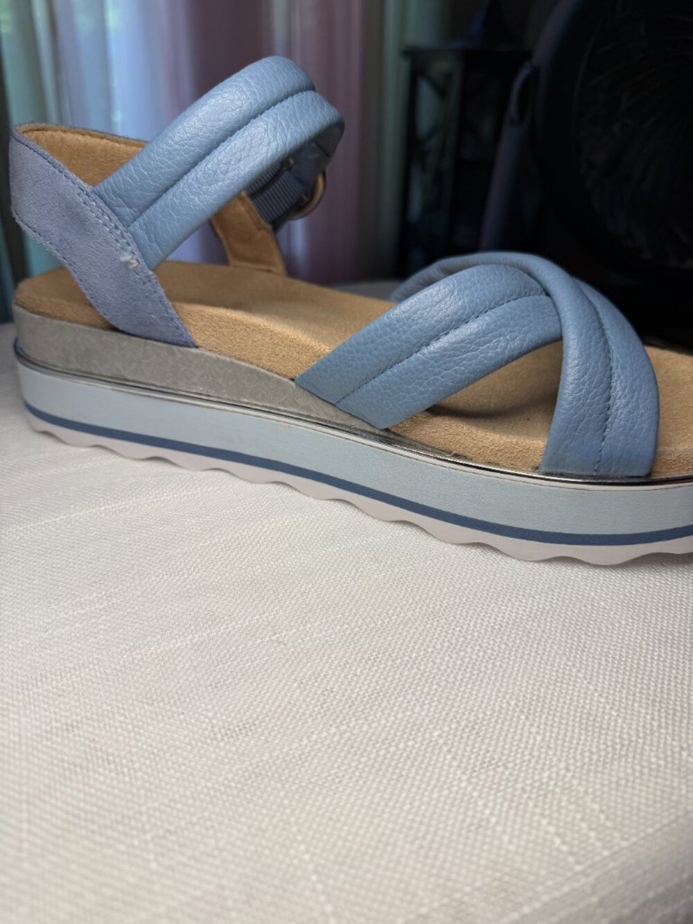 Vionic Reyna Leather Platform Slingback Sandals Light Blue Women's Size 9 - Picture 10 of 12